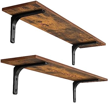 DINZI LVJ Long Wall Shelves, 31.5Inch Wooden Wall Mounted Shelves, Set of 2 by DINZILVJ