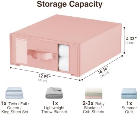 DIMJ Bed Sheet Organizers and Storage 8 Pack - Foldable Sheet Holder, Linen Closet Organizer Box for Sheets Set, Bedding, Blankets, Towel (King & Queen Size) - Image 5