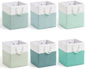 6 Pcs 11 x 11 Inch Light Green Cube Storage Bins Fabric Square Cube Baskets by Geiserailie