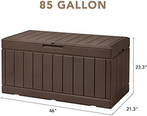 Devoko 85 Gallon Deck Box Lockable Resin Outdoor Storage Box waterproof Outdoor Container for Patio Furniture Cushions, Pillow (Brown) - Image 7