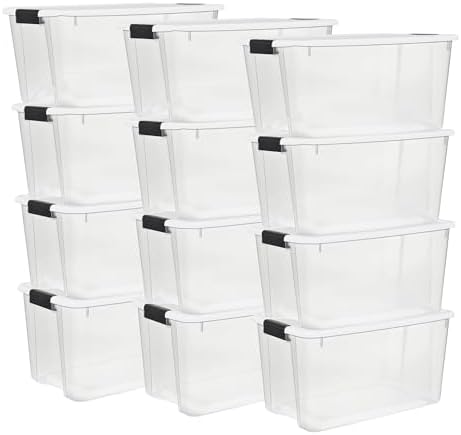 Sterilite Ultra Latch Box with Lids for Home and Office, 70 Quart, 12-Pack by Sterilite