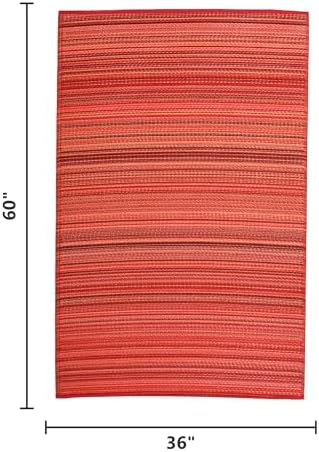 Fab Habitat Outdoor Rug - Waterproof, Fade Resistant, Crease-Free - Premium Recycled Plastic - Striped - Porch, Deck, Balcony, Mudroom, Laundry Room, Patio - Cancun - Sunset - 3 x 5 ft - Image 2