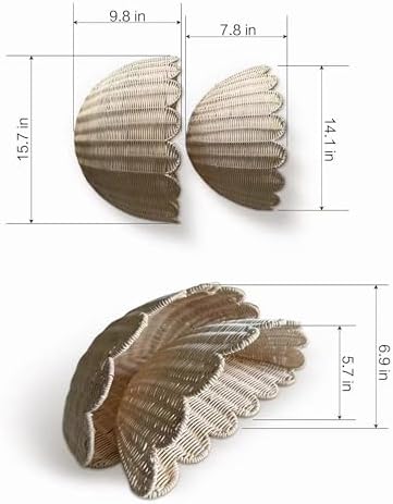 2pcs woven wall baskets,Natural rattan weaving,scalloped wall basket,hanging basket,16" x 10" x 7"In & 14" x 8" x 6"In - Image 5