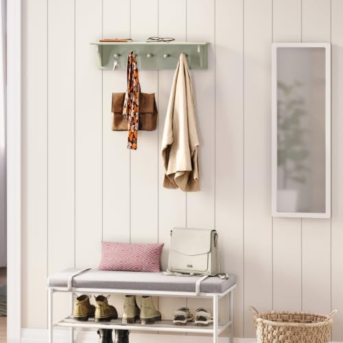Ballucci Floating Coat and Hat Wall Shelf Rack, Coat Rack Wall Mount, 5 Pegs Hook, 24", Green - Image 6