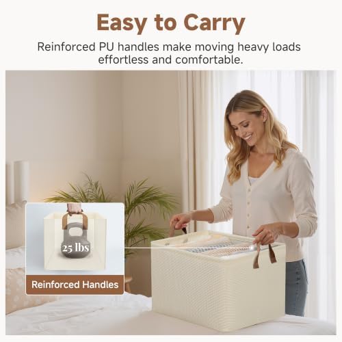 StorageWorks 45L Closet Storage Bins, Storage Baskets, Beige, 2-Pack - Image 5