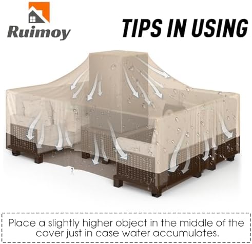 Patio Furniture Covers, Outdoor Furniture Cover Waterproof, General Purpose, Outside Table and Chair Covers, Heavy Duty 600D (86 Inch L x 44 Inch W x 27.8 Inch H)-Brown - Image 3