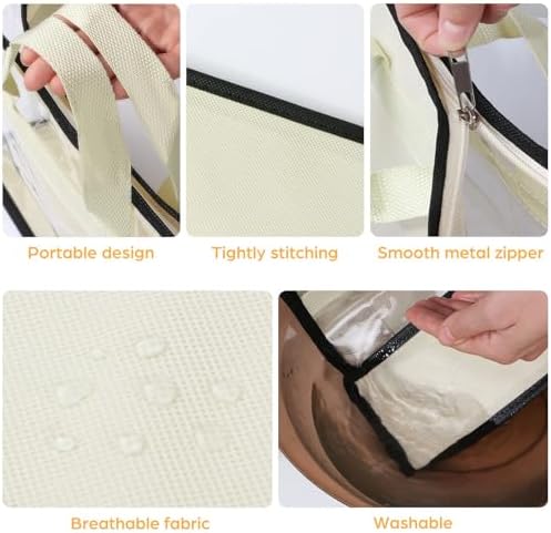 12 Packs Dust Bags for Handbags, Clear Handbag Storage, Purse Storage Organizer for Closet, Purse Cover Hanging Closet Organizer with Zipper and Handles - Image 6