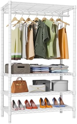 VIPEK V1 4-Tier Clothes Rack with Hanging Rod, Freestanding Closet, White by VIPEK