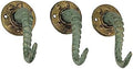 Set of 3 Octopus Tentacle Wall Hooks, 4.5 Inch Verdigris Bronze Cast Iron by Zeckos