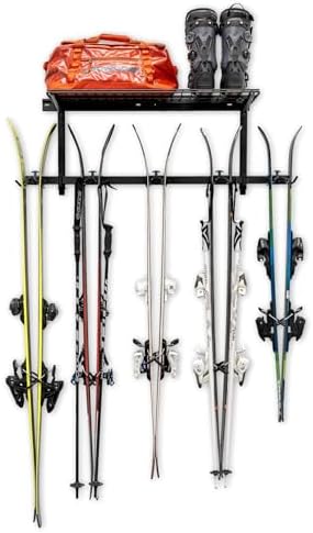StoreYourBoard Lone Peak Ski Storage Rack and Wall Shelf, Holds 5 Pairs of Skis and Poles, Supports 300 lbs, 46 in x 13.75 in x 16 in - Image 4