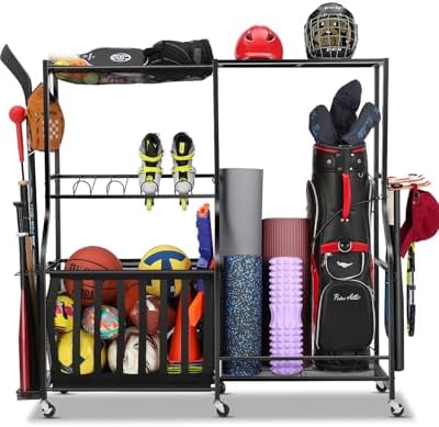 EXTCCT Garage Sports Equipment Organizer with Wheels, Golf Bag storage Rack by EXTCCT