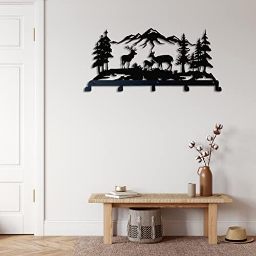DEKADRON Wall-Mounted Coat Rack, Metal Wall Hanger, Deer Family Metal Coat Rack, Wall Mount Hanger, Home Decoration, Hat Rack, Key Rack, Entryway Coat Hooks, Metal Rack, Coat Hook, 24x13 Inches - Image 2