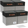 Bagnizer 13x15x13 Storage Cube Bins, Foldable Storage Organizer Baskets, Fabric Cube Storage Boxes with 2 Reinforced PU Handles for Kallax, Shelves, Living Room | 4 Pack, Black & Gray by Bagnizer