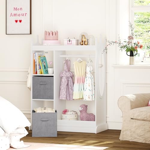 UTEX Kids Dress up Storage with Crown-Shaped Design and 2 Fabric Bins - Image 2