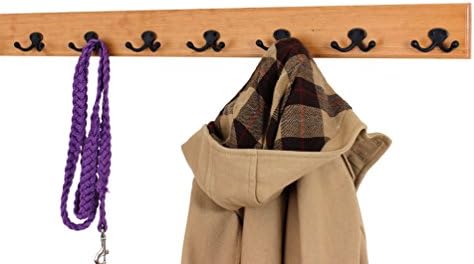 PegandRail Solid Cherry Wall Mounted Coat Rack - Oil Rubbed Bronze Double Style Coat Hooks - Made in The USA (Natural, 36" x 3.5 with 7 Hooks) - Image 2