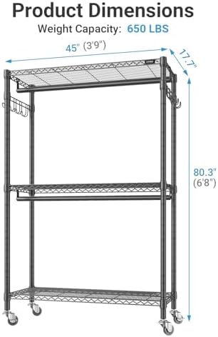 VIPEK R2 Plus Clothes Rack Heavy Duty Rolling Closet for Hanging Clothes - Image 4