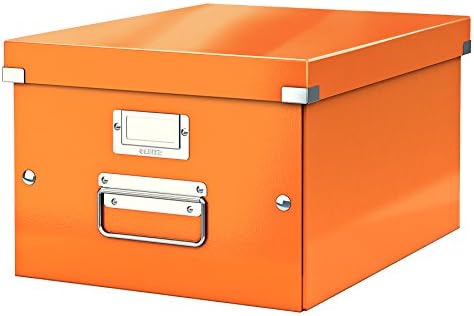 Leitz A5 Storage Box, Click and Store Range 60430001 - Small, Orange Storage Box A4 by Leitz