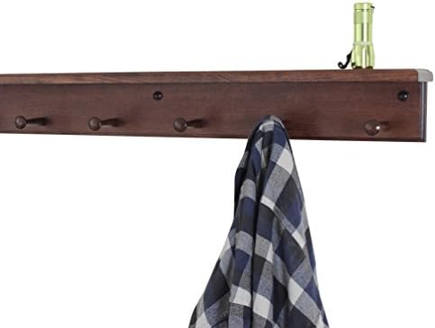 Cherry Peg Rack with Shelf -Handcrafted in the USA (Mahogany, 29" with 5 pegs) - Image 2