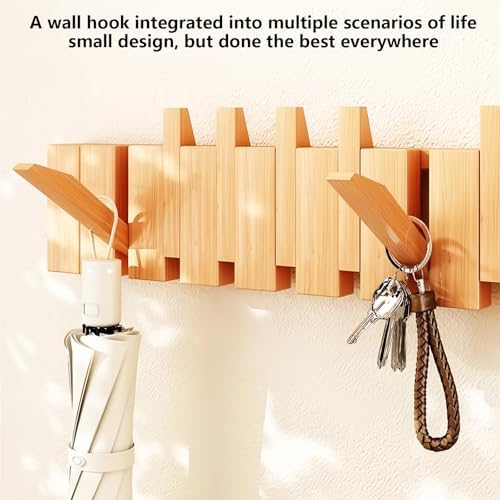 Paint Wood Wall Mounted Coat RackHooks Piano Key Hangers Natural Solid Wood Hanger Non-Woven Fabric Clothes Hangers for Closet, Kitchen, Bedroom, Bathroom, Entryway（Beech 4 Hooks） - Image 3
