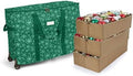 Covermates Keepsakes Rolling Adjustable Ornament Storage Bag – Heavy-Duty Polyester, FlexGrid Trays & Padded Dividers – Protective Holiday Organizer with Wheels, Handles & ID Window, Green Snowflake by Covermates