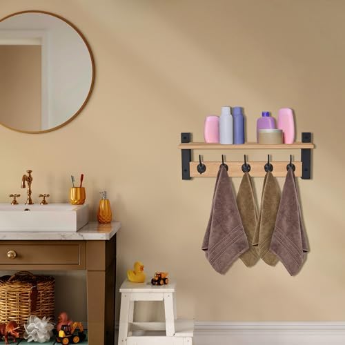 Sorbus Coat Rack Wall Mount with Shelf (Maple Wood, 24 Inch) - Image 7