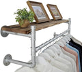 WEBI Wall Mounted Clothes Rack with Shelf,41.3" Industrial Pipe Clothing Rack with Shelf with Hanging Rod,Heavy Duty Iron Garment Rack Bar,Retail Display Clothes Rod for Laundry Room,Closet,Silver by WEBI