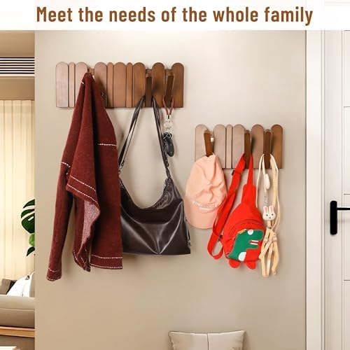 Wall Coat Rack for Entryway: Wooden Modern Heavy Duty 6 Hooks - Image 5