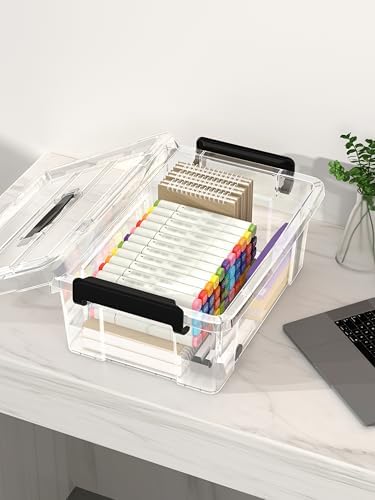 Cetomo 18Qt*4 Lidded Storage Bins, Stackable Plastic Bin with Handle, Storage Container with Secure Latching Buckles, Transparent, 18 Quart, Set of 6 - Image 4