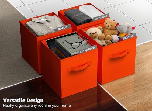 Sorbus Fabric Storage Cubes, 6-Pack Foldable Bins (13 Inch, Orange) - Image 5