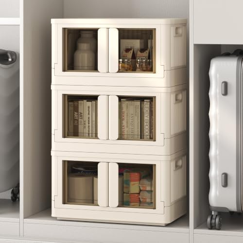 FLEXIMOUNTS 110 QT Stackable Plastic Storage Bins With Lids, Milky White by FLEXIMOUNTS