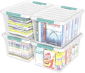 Readsky 36 Quart Plastic Clear Storage Bins with Lids, Large Latch Boxes, 4-Pack by Readsky