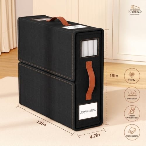 Bed Sheet Organizers, Foldable Linen Closet Storage, 6 Pack, Black - Image 2