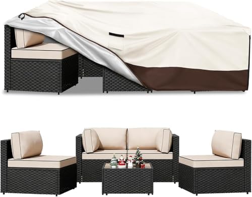 Waterproof Outdoor Patio Furniture Covers,88"L x 62"W x 28"H,Beige by Unknown