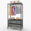 Metal Clothing Rack Adjustable Wardrobe Rack with Drawers 683LBS Black by Unknown