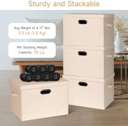 Storage Bins with Lids Fabric Closet Organizers Cubes Office Organization - Image 3