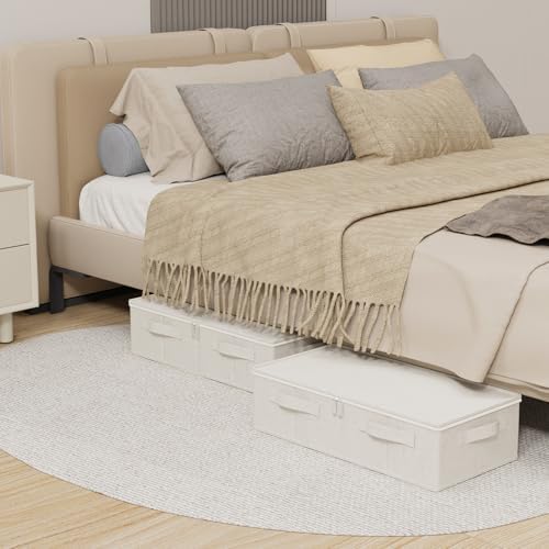 Underbed Storage Basket with PP Panel,23.6x11.8x5.9in,Beige,2 Pack - Image 2