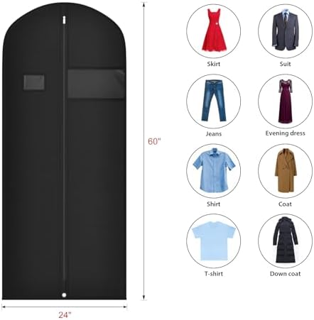 Univivi 60 Inch Lightweight Long Garment Bag for Hanging Clothes, 10 Pack - Image 2