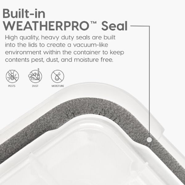 IRIS USA WeatherPro 63 Qt Storage Bins with Lids, 2 Pack, BPA-Free Plastic Gasket Box with Tight Latch and Seal, Stackable Nestable Tote Tub - Clear/Black - Image 4
