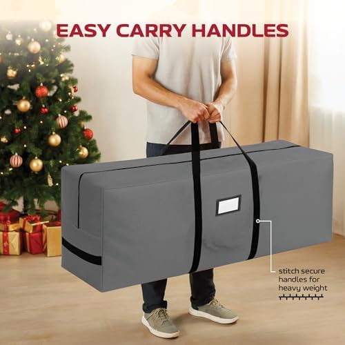 9 Foot Christmas Tree Storage Bag – Extra Large Christmas Tree Storage Container for Artificial Trees up to 9ft, Heavy-Duty 600D Oxford Fabric, Reinforced Handles, Durable Zippers, Gray - Image 4