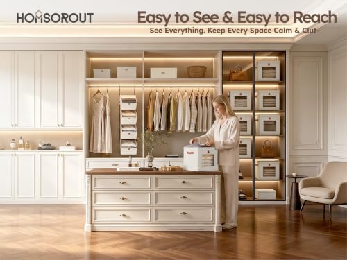 Homsorout Cube Storage Bins with Lids - Front Opening, Clear Window, 6 Pack - Image 2