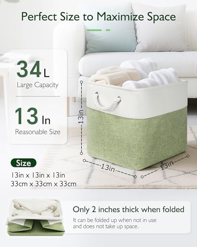 Patvingot 13-Inch Fabric Cube Storage Bins with Handles,4 Pack,Foldable - Image 2