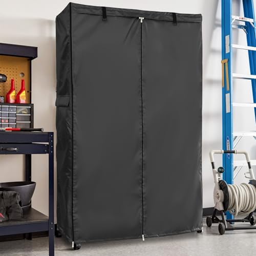 Waterproof Shelf Cover,Outdoor 600D Heavy Duty Dustproof Storage Shelves Cover 30''W x 14''D x 63''H,Shelf Covers for Wire Shelving with Zippers,Storage Rack Covers,Black - Image 7