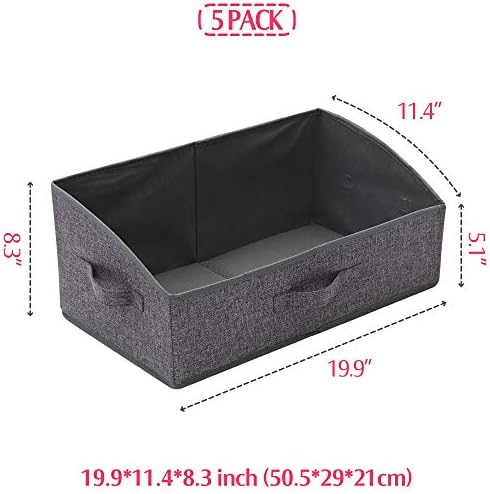 TENABORT 5 Pack Trapezoid Large Foldable Closet Storage Bins with Handle, Fabric Storage Organizer Cube Cloth Containers Linen Box Shelf Baskets for Clothes Clothing Shelves Wardrobe - Image 2