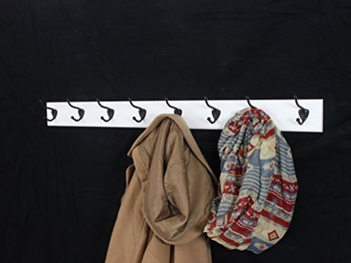 White Coat Rack with Oil Rubbed Bronze Hat & Coat Style Hooks (52" x 3.5" with 10 hooks) - Image 2