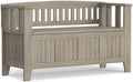 SIMPLIHOME Acadian 48" Wide Solid Wood Storage Bench in Distressed Grey by SimpliHome