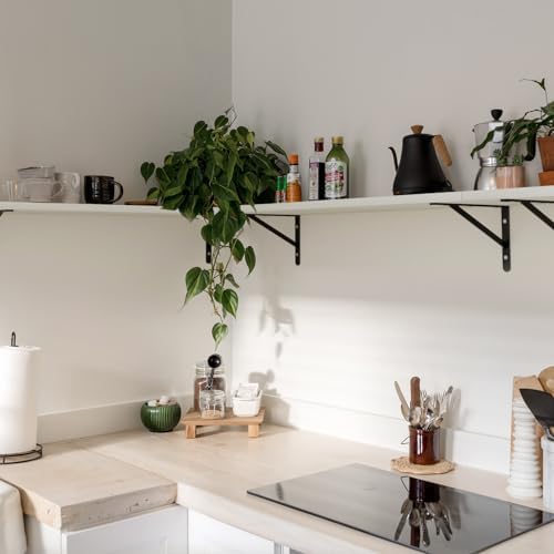 Kaboon 27 inch Long 10 inch Deep Floating Shelves for Wall Set of 2, Large Open Shelves Wall Mounted, Space Saving Home and Commercial Use, Sea Salt/Greyish White - Image 6