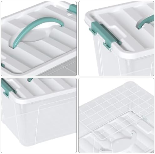8-Pack 14 Quart Stackable Storage Bin, Plastic Box with Handle - Image 3