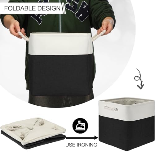 meekoo 8 Pack Fabric Storage Bins Baskets, 12 x 12 x 12 in, Black White - Image 6