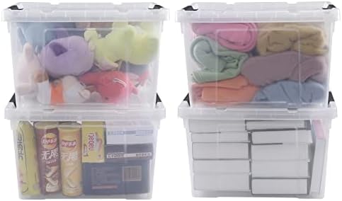 Obstnny 34 Quart Lidded Storage Bins 4 Packs, Plastic Clear Latching Box - Image 5