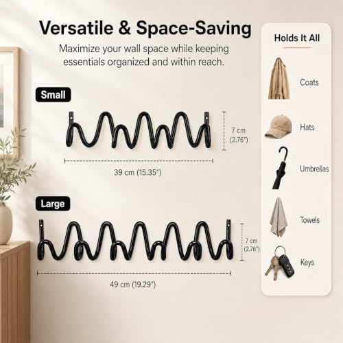 Coat Rack Wall Mount, Modern Wave Metal Wall Hooks - Image 4